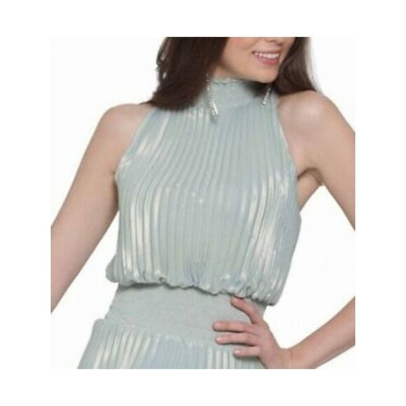 Xscape Women's Turtle Neck Midi Sheath Evening Dress Green Size 6 - Picture 2 of 3